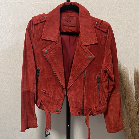 Blank NYC red suede moto jacket, size medium - Picture 2 of 7